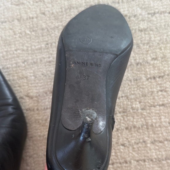 Anine Bing Black Leather Ankle Boots - Picture 6 of 8